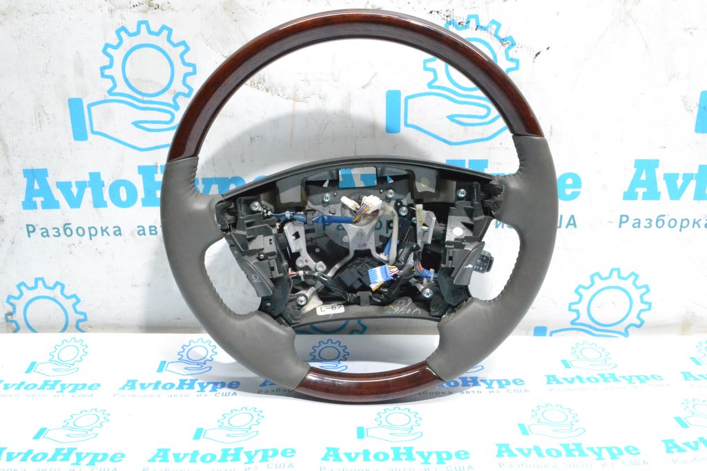 Руль (голый) Lexus LS460 LS600h 07-09 кожа коричневая, красное дерево, с подогревом (02)