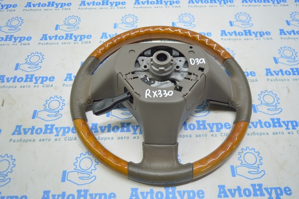 Руль голый Lexus RX300 RX330 RX350 RX400h 04-09 кожа беж ,с деревом (01) 32к пробег — фото 2