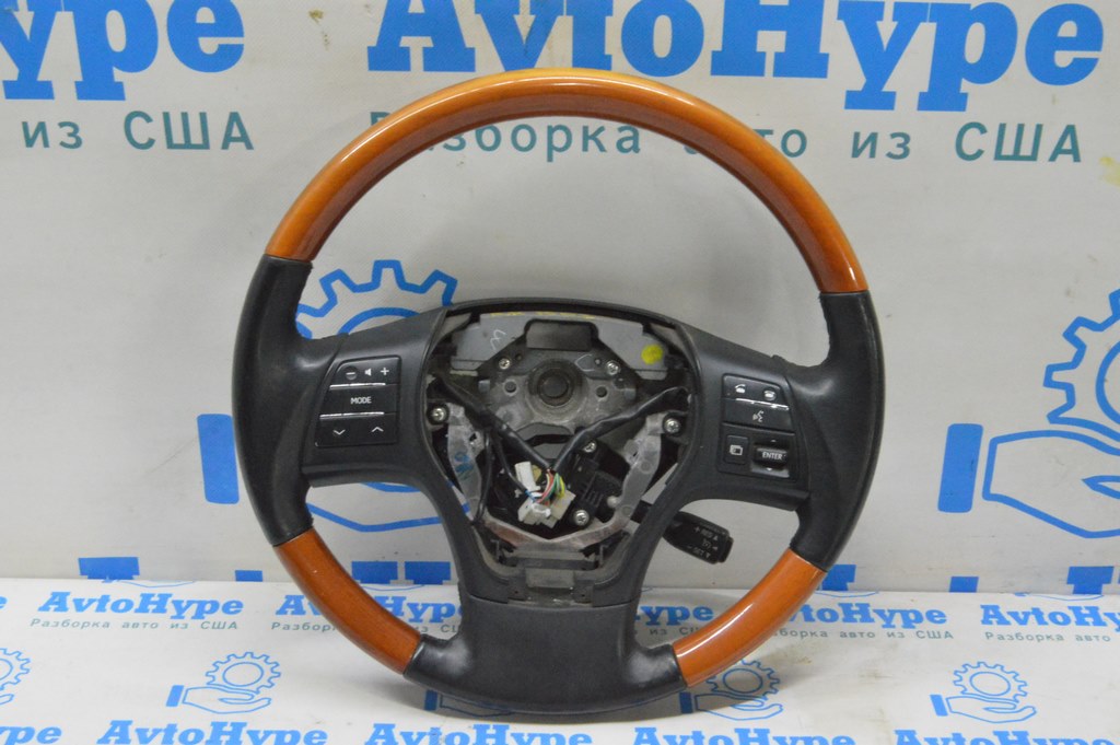 Руль голый Lexus RX350 RX450h 10-12 дорест кожа черный, светлое дерево (03) царапина