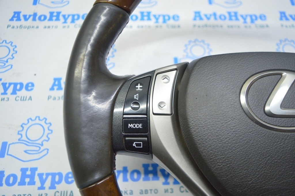 Руль в сборе Lexus RX350 RX450h 13-15 рест кож коричн с деревом 45130-30700 с подогревом (01) — фото 3