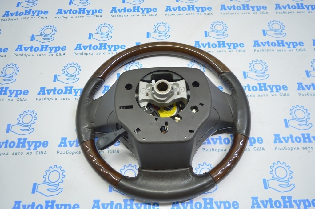 Руль в сборе Lexus RX350 RX450h 13-15 рест кож коричн с деревом 45130-30700 с подогревом (01) — фото 2