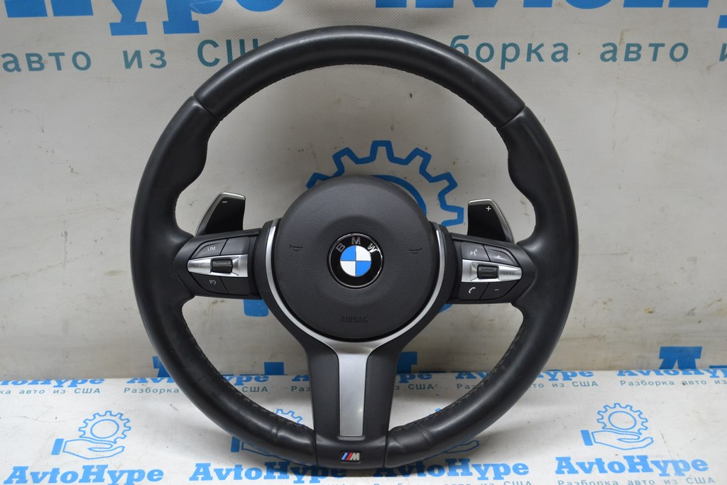 Руль в сборе с подушкой и кнопками лепестками BMW 3 F30 12-19 кожа м пакет без подогрева (03)
