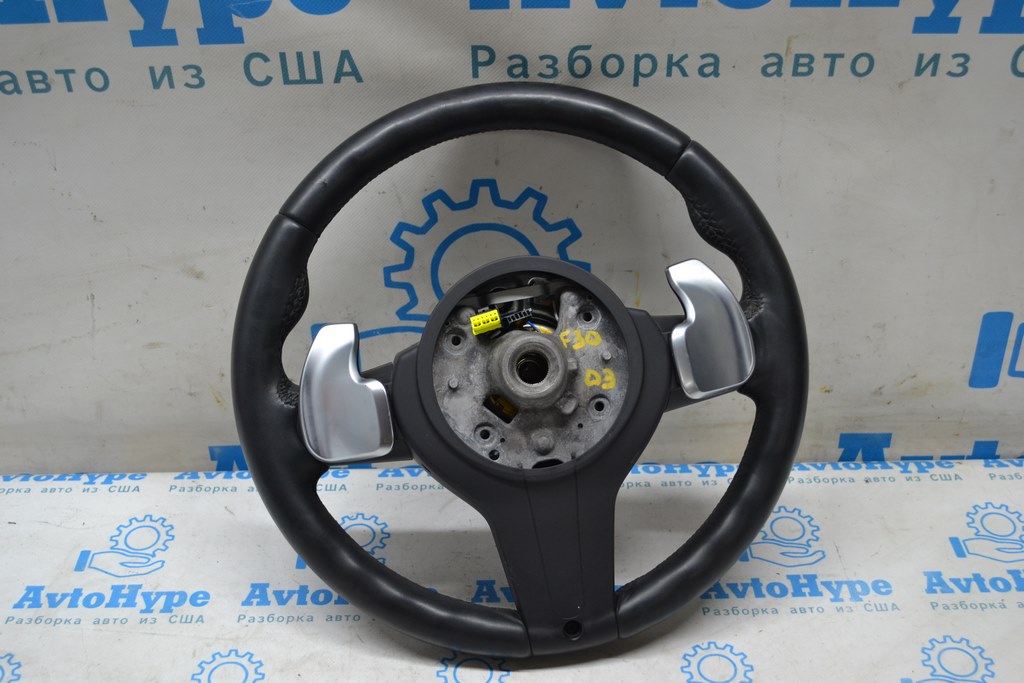 Руль в сборе с подушкой и кнопками лепестками BMW 3 F30 12-19 кожа м пакет без подогрева (03) — фото 2