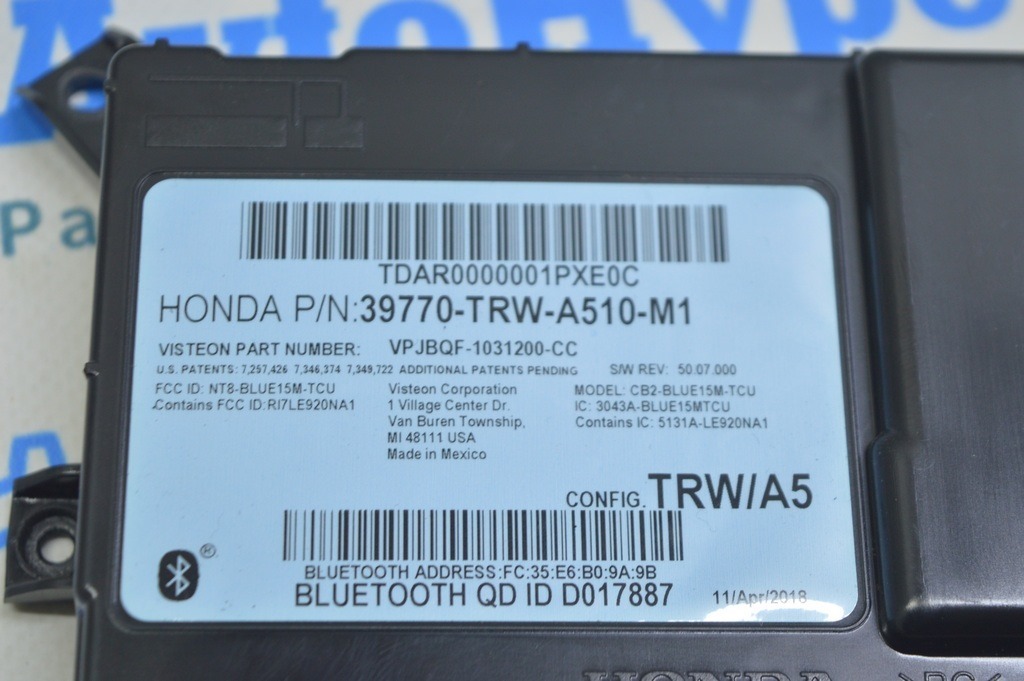 Telematics Control Unit Honda Clarity 18-21 usa 39770-TRW-A51 (01) — фото 3
