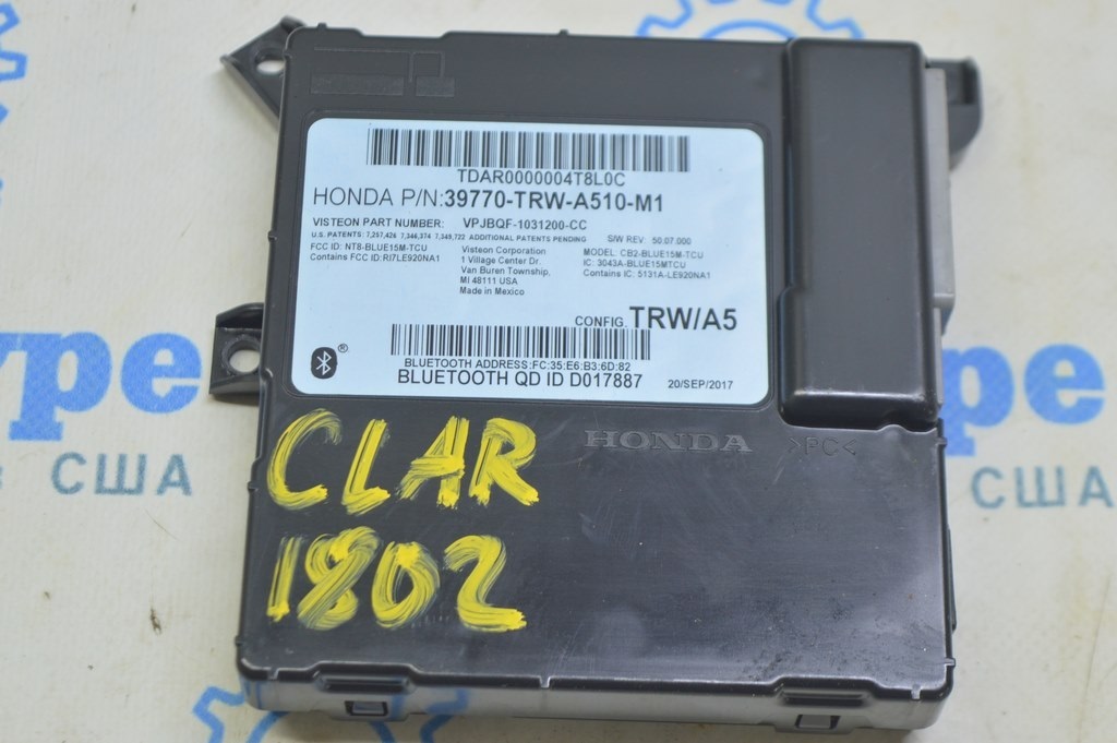 Telematics Control Unit Honda Clarity 18-21 usa 39770-TRW-A51 (02)