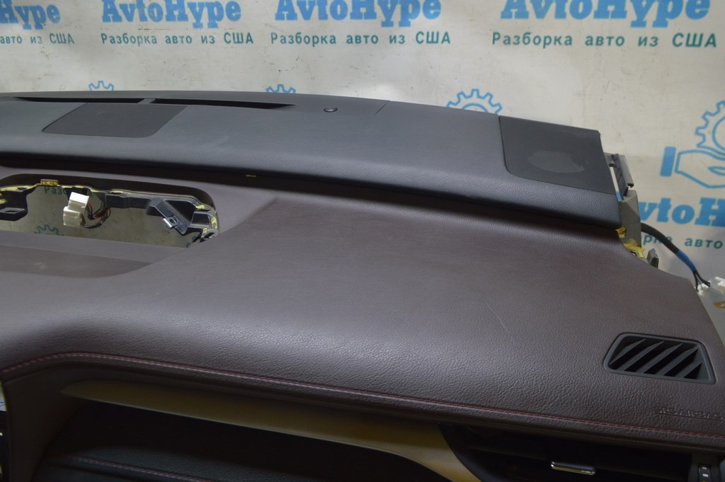 Торпедо передняя панель без AIRBAG Lexus RX450h 16-22 черная с коричневым (02) — фото 3