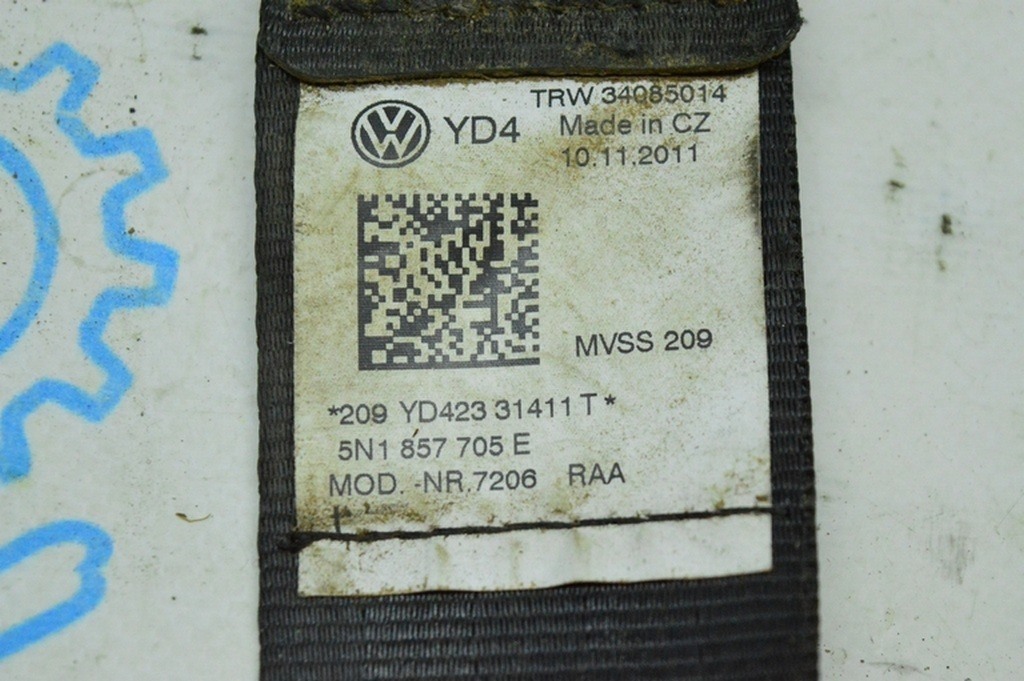 Водительский ремень безопасности VW Tiguan 13-17 рест черн без натяжителя (07) — фото 3