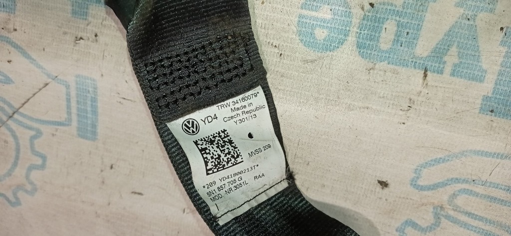 Водительский ремень безопасности VW Tiguan 13-17 рест черн с натяжителем, стрельнувший — фото 3