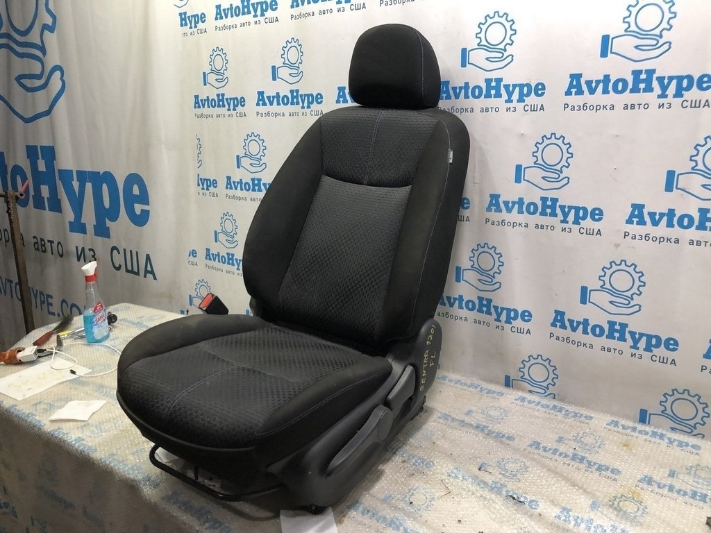 Водительское сидение Nissan Sentra 13-19 без airbag, тряпка черн (01) синяя строчка — фото 2