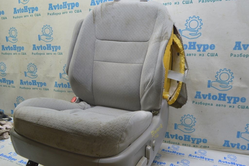 Водительское сидение Toyota Sienna 11-20 без airbag,электр,велюр серое (01)стрельнувшее,кривое — фото 2