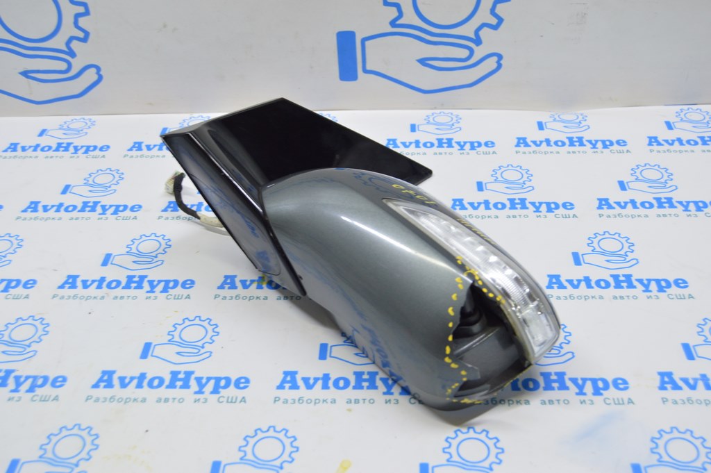 Зеркало боковое левое Acura MDX 07-08 подогрев, поворотник (01) 11 пин, зеленое, разбит корпус — фото 3