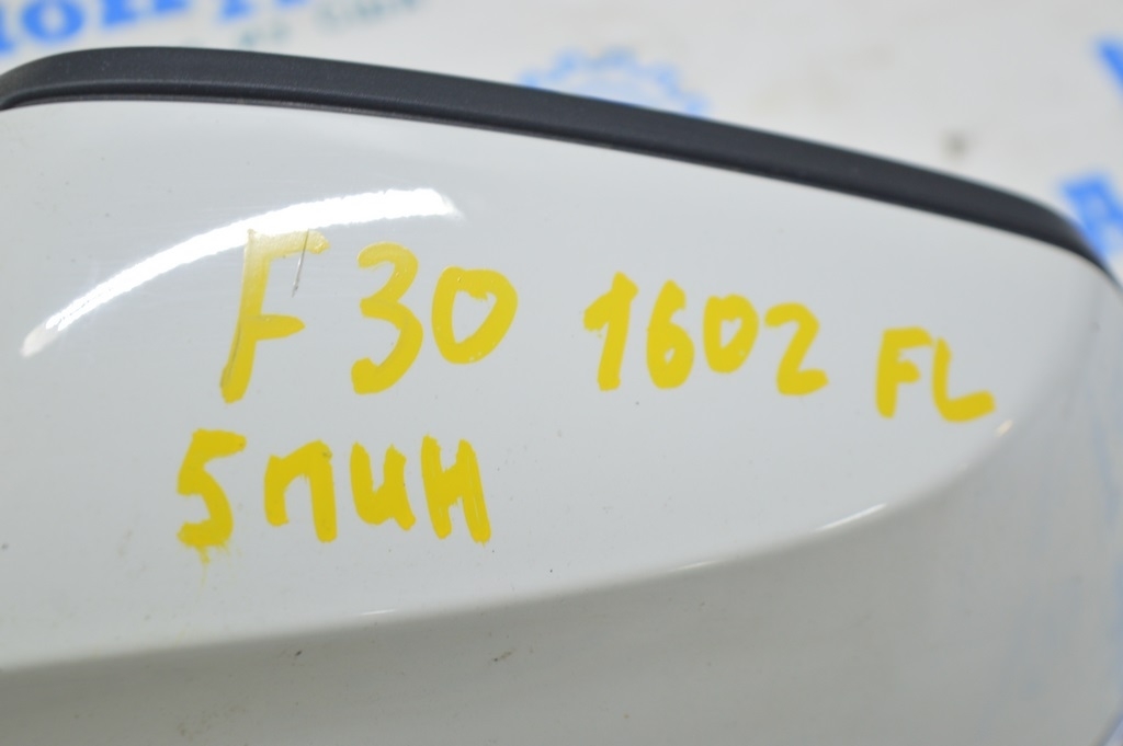 Зеркало боковое левое BMW 3 F30 4d 13-18 usa 5 пинов, крепление мат, поворотник, белое (02) — фото 2