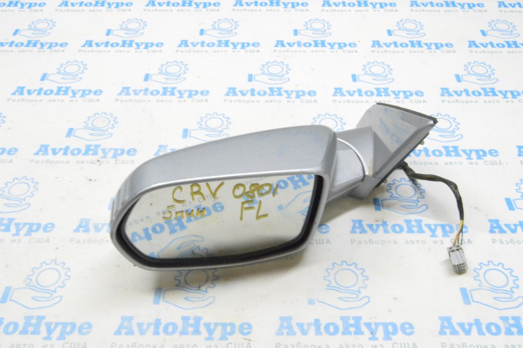 Зеркало боковое левое Honda CRV 07-09 5 пинов, подогрев (01) серебро, сколы