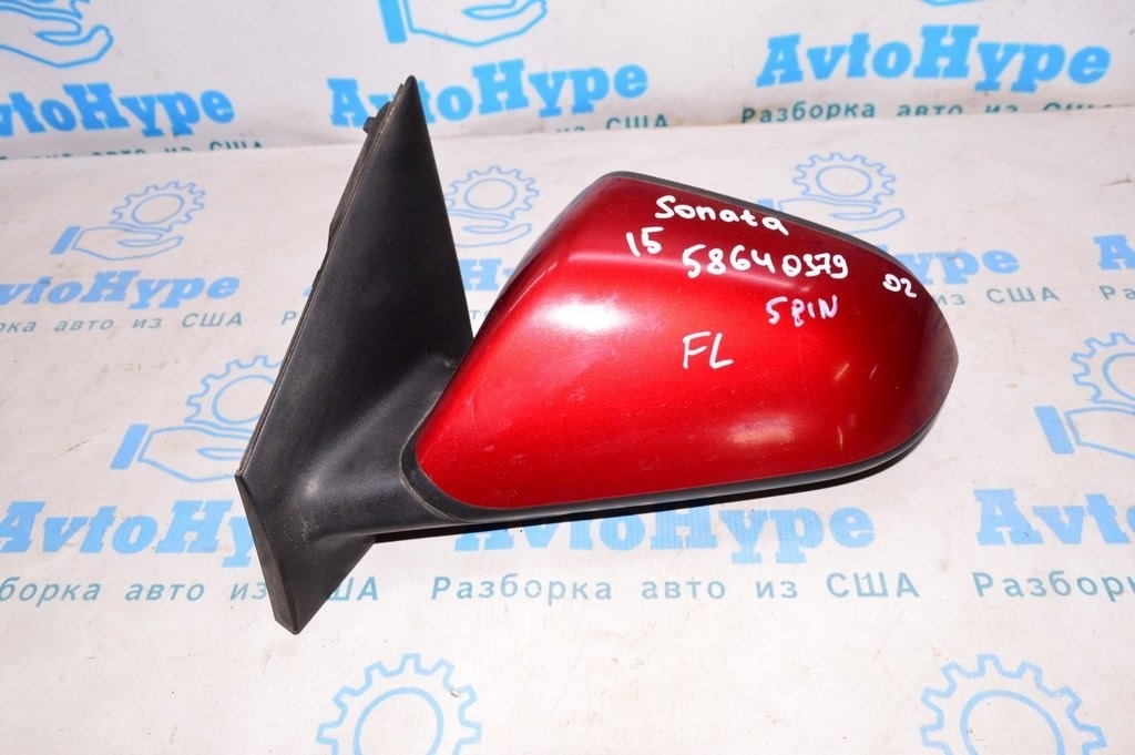 Зеркало боковое левое Hyundai Sonata 15-17 usa (02) красное,без поворотника 5пин — фото 2