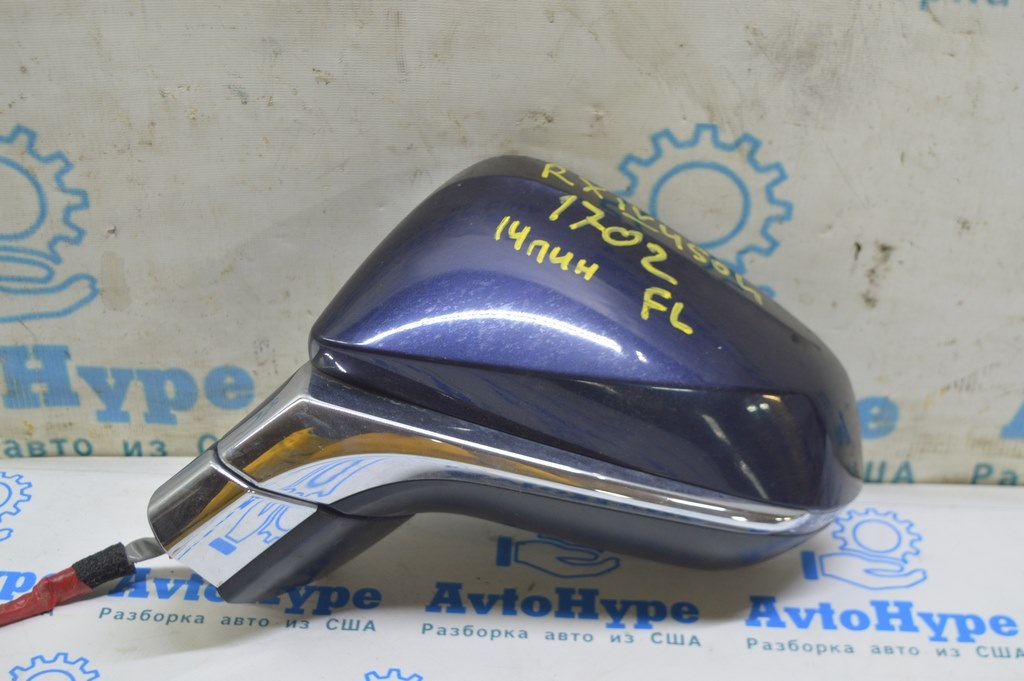 Зеркало боковое левое Lexus RX350 RX450h 16-20 14 пинов, поворотник, подогрев (02) синее