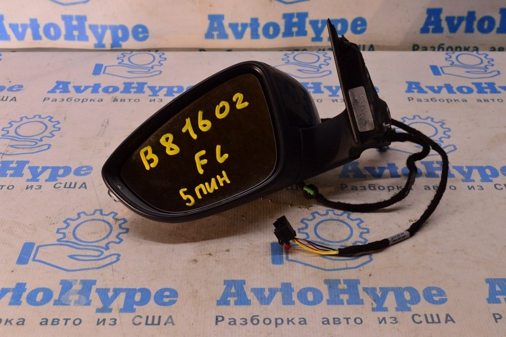 Зеркало боковое левое VW Passat b8 USA (02) 5 пин черный