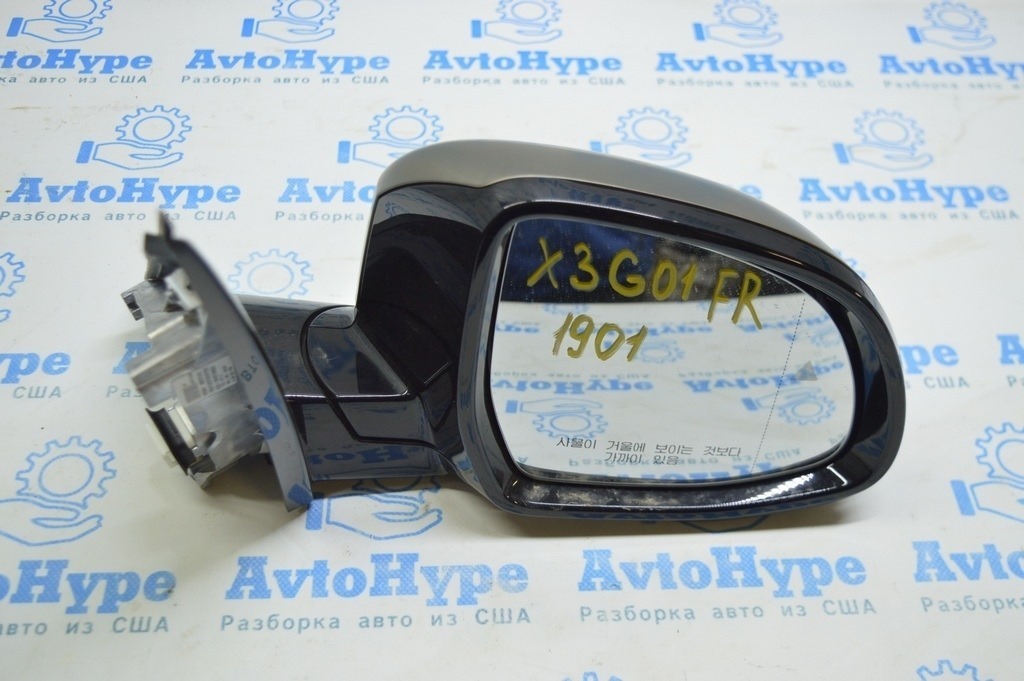 Зеркало боковое правое BMW X3 G01 18-21 9 пинов, поворотник, BSM, камера, черное (01)