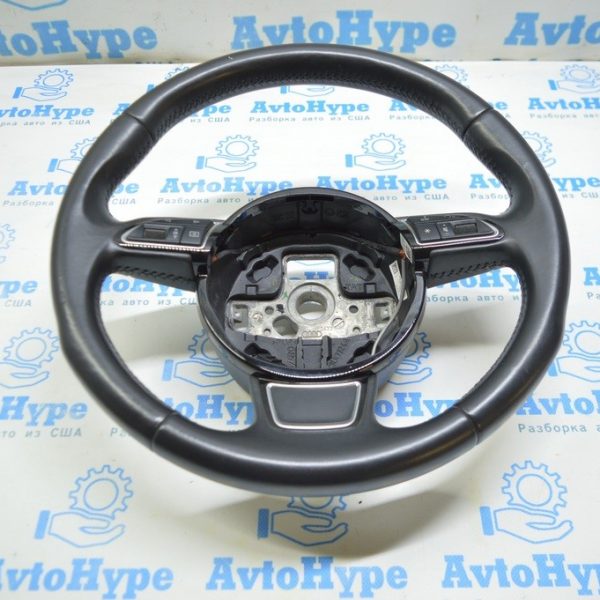 Руль голый Audi A3 8V 15-20 кожа, черный, под лепестки с глянцевой накладкой 8V0-419-689-V58 8V0-419-091-BC-CJM