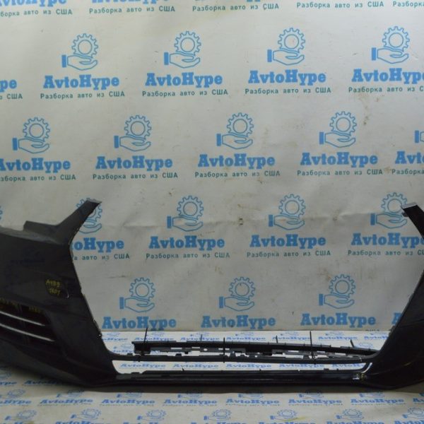 Бампер передний голый Audi A4 B9 17-19 (01) черный, без омыв, под 4 парк, треснут, слом креп 8W0807065A GRU