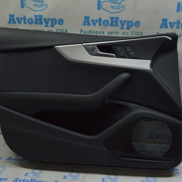 Обшивка двери карточка передняя левая Audi A4 B9 17-19 черная, под память 8W0867103B WFA