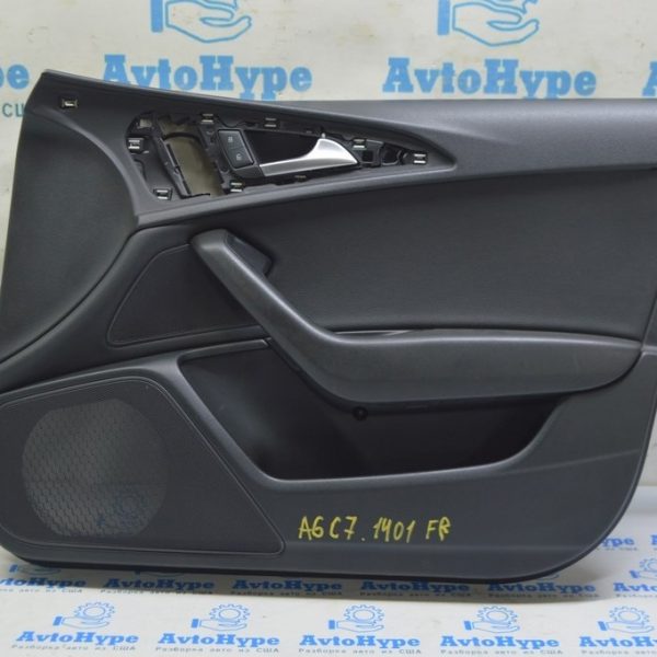 Обшивка двери карточка передняя правая Audi A6 C7 12-18 кожа черн (01) 4G1-867-104-AC-WFA