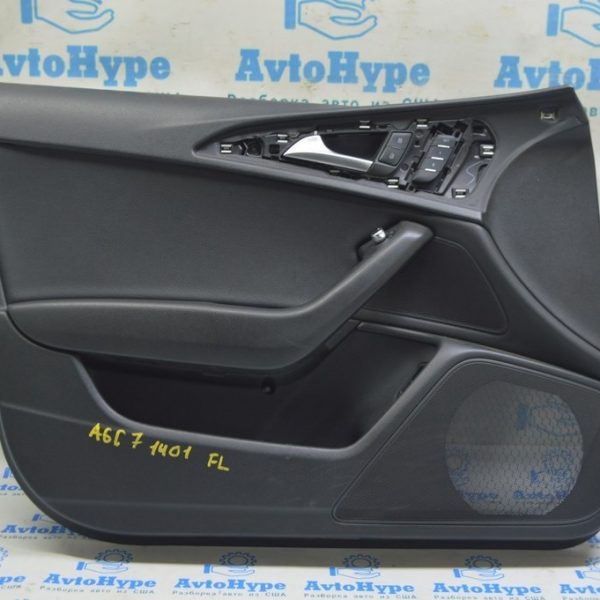 Обшивка двери карточка передняя лев Audi A6 C7 12-18 кожа черн 4G1-867-103-AC-WFA