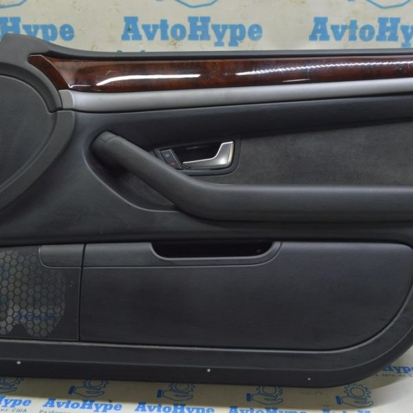 Обшивка двери (карточка) перед прав Audi A8 D3 03-09 черн, кожа,алькантара,дерево, (01) надрыв 4E0867104E QYD