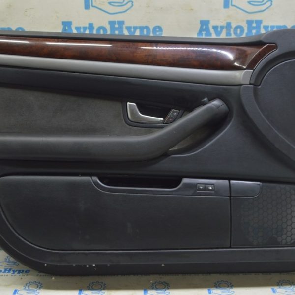 Обшивка двери (карточка) перед лев Audi A8 D3 03-09 черн, кожа, алькантара, дерево 4E0867103E QYD