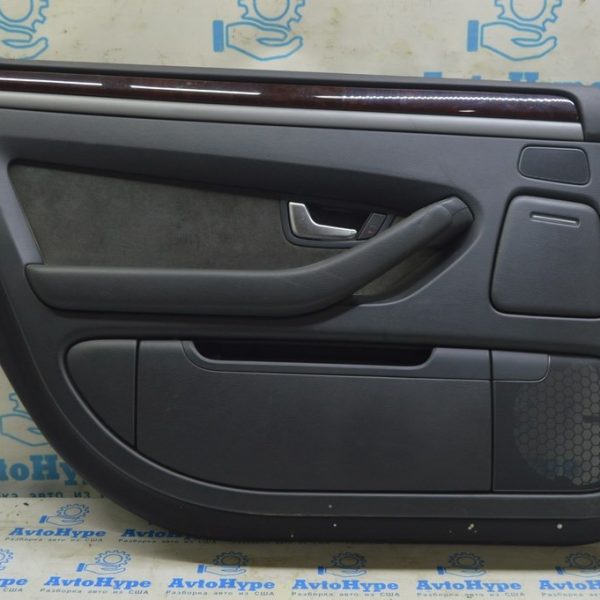 Обшивка двери (карточка) зад лев Audi A8 D3 03-09 черн, кожа, алькантара, дерево 4E4867303A QYD