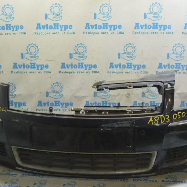 Бампер передний голый Audi A8 D3 03-09 синий (01) надорван, нет части 4E0807105J GRU