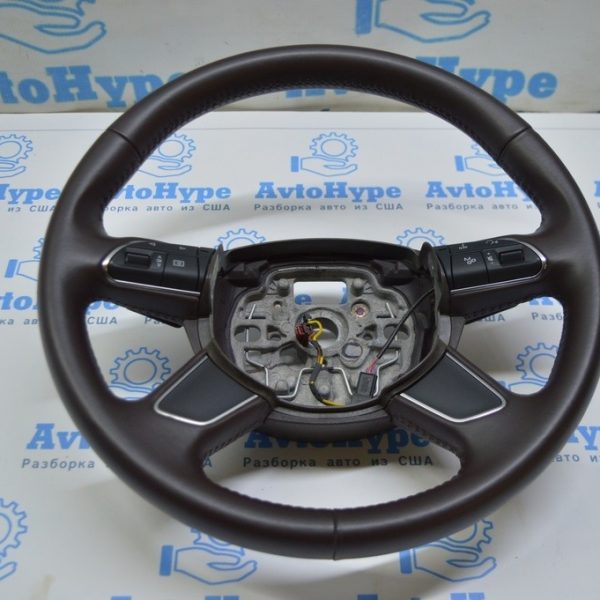 Руль (голый) Audi A8 D4 10-17 (01) коричневый цвет идеал с подогревом 4H0419091TINU 4H0919091AA