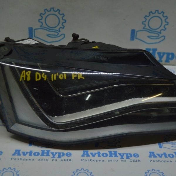 Фара передняя правая Audi A8 D4 10-13 дорест LED (01) в cборе с блоками  4H0907472A европа 4H0941004