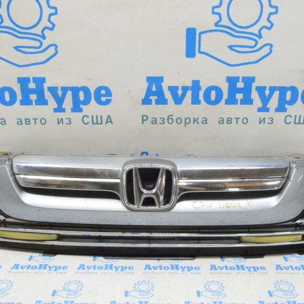 Решетка радиатора grill в сборе Honda CRV 07-09 2 части, с эмблемой (01) трещины 71128-SXS-A21ZF