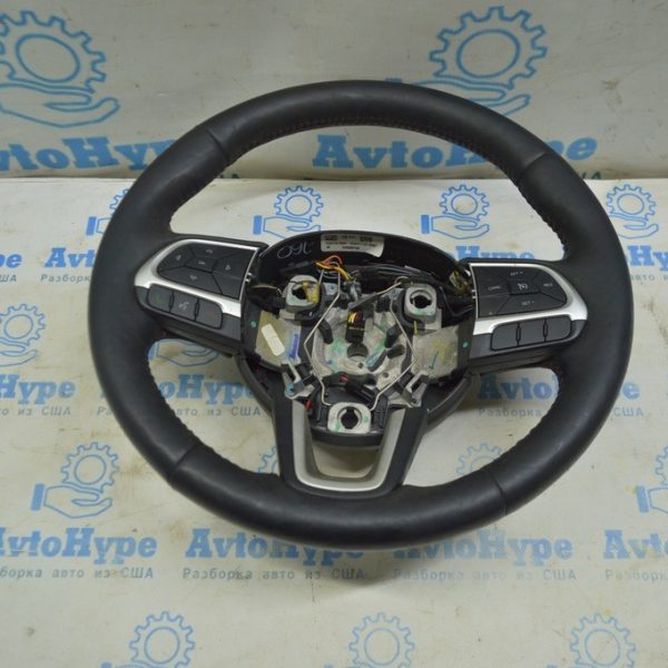 Руль голый Jeep Compass 17-21 кожа, черный, красная строчка 6QY53LR5AA