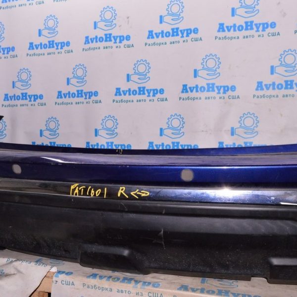 Бампер задний голый Nissan Pathfinder 16- рест под парктроники (01) синий цвет:RBY трещина 850229PF3H