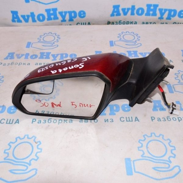 Зеркало боковое левое Hyundai Sonata 15-17 usa (02) красное,без поворотника 5пин 87610-C2000