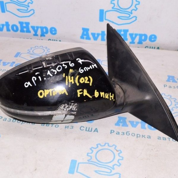 Зеркало боковое правое Kia Optima 14-15 рест черное (02) без элемента 6 пин на зч 876202T630