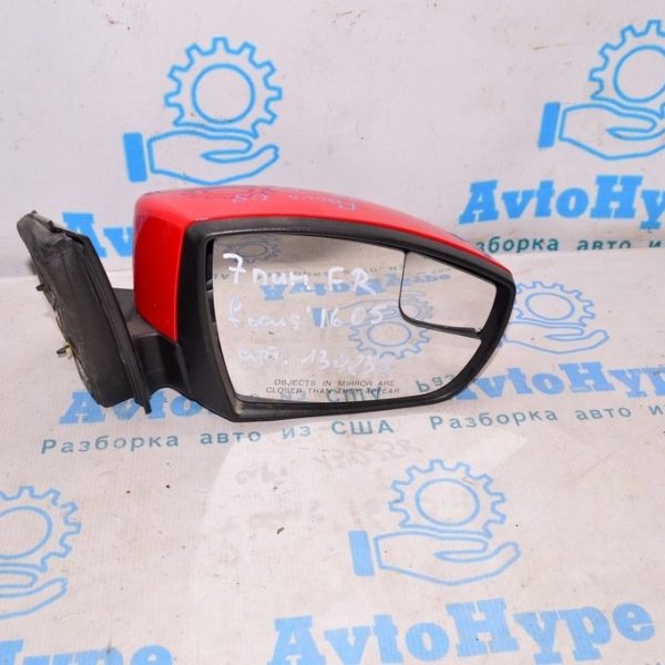 Зеркало боковое правое Ford Focus mk3 15-18 рест, поворотник,красное (05) 7пин F1EZ-17682-R