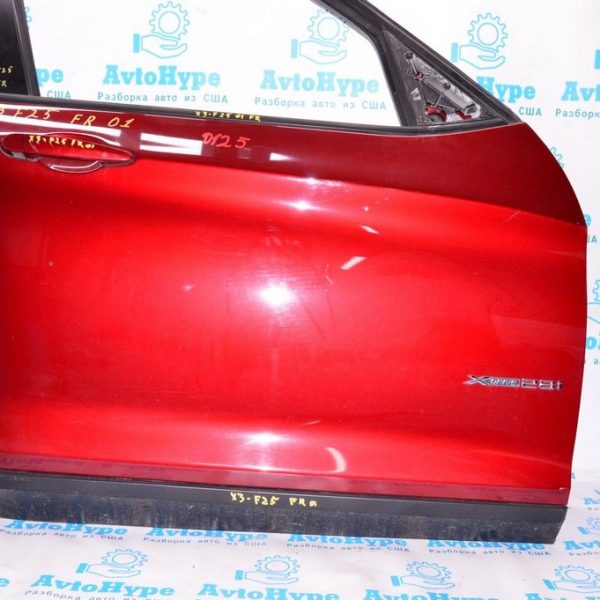 Дверь голая перед прав BMW X3 F25 11-17 (01) красный цвет (A82) Vermilion red metallic 41-51-7-355-804