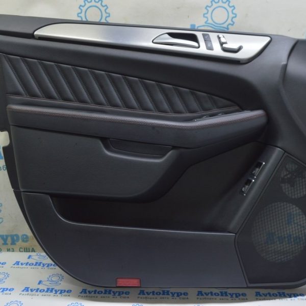 Обшивка двери (карточка) перед лев  Mercedes GLE-class C292 12-19 кожа черн, красн строчка A 292 720 37 01