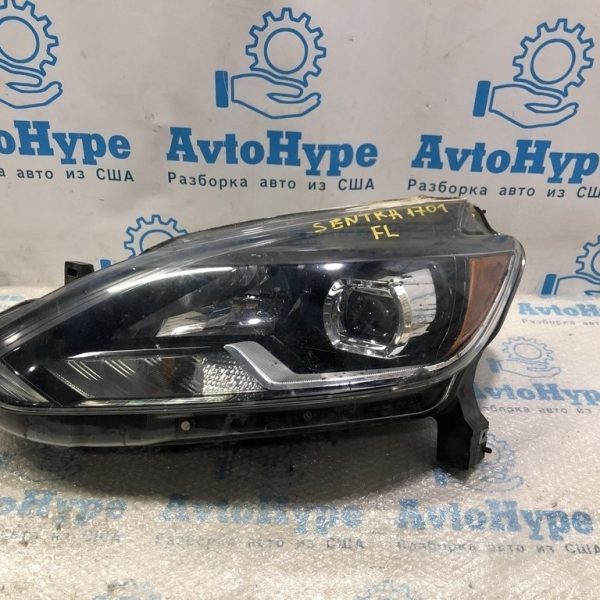 Фара передняя левая Nissan Sentra 16-19 рест led (01) поплавлен пластик сверху без блока