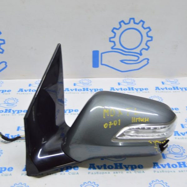 Зеркало боковое левое Acura MDX 07-08 подогрев, поворотник (01) 11 пин, зеленое, разбит корпус 76250-STX-A02ZF