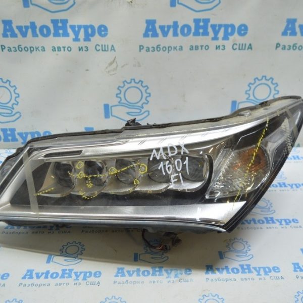 Фара передняя левая голая Acura MDX 14-16 дорест (01) деф.стекла 33150-TZ5-A01