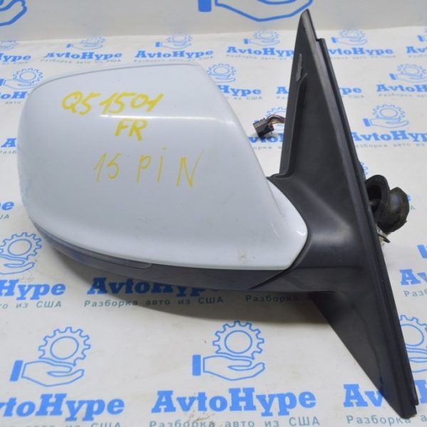 Зеркало боковое правое Audi Q5 8R 09-15 15 пин, автозатемнение, поворотник (01) белое 8R1857410L 01C