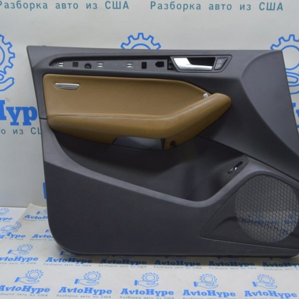 Обшивка двери карточка передняя левая Audi Q5 8R 13-17 черн с коричн, exclusive (01) 8R1-867-103-AK-AQI