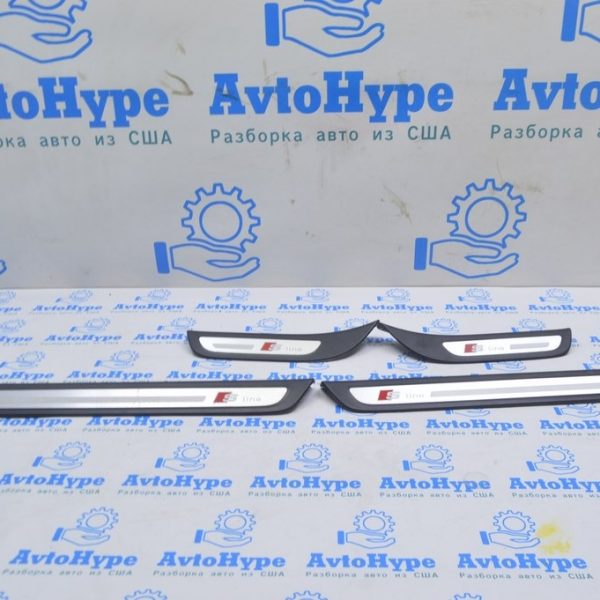 Комплект накладок порога внешн Audi Q5 8R 09-17 черн с хром S line (01) 8R0-853-373-C-01C