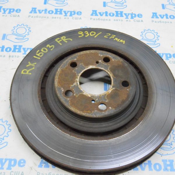 Диск тормозной передний правый Lexus RX350 RX450h 10-15 (03) 330/27мм 43512-0E030