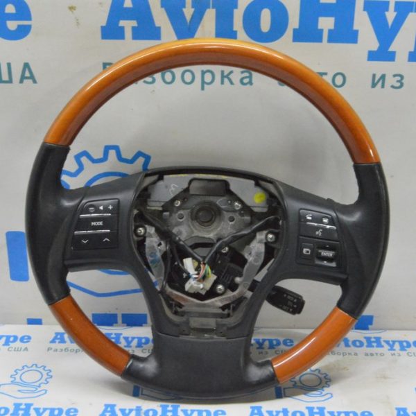 Руль голый Lexus RX350 RX450h 10-12 дорест кожа черный, светлое дерево (03) царапина 45100-48390-C0