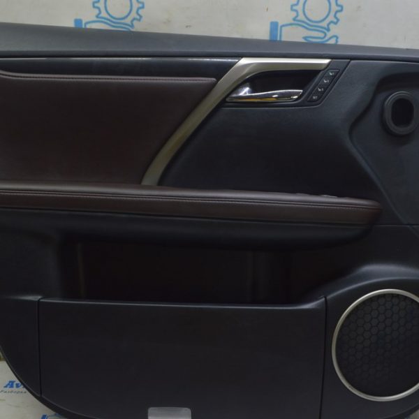 Обшивка двери карточка передняя левая Lexus RX350 RX450h 16-17 кожа черная с коричн вставкой 67620-0E580-C0