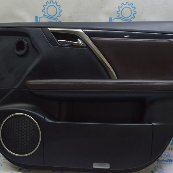 Обшивка двери карточка передняя правая Lexus RX350 RX450h 16-17 кожа черная с коричн вставкой 67610-0E630-C0